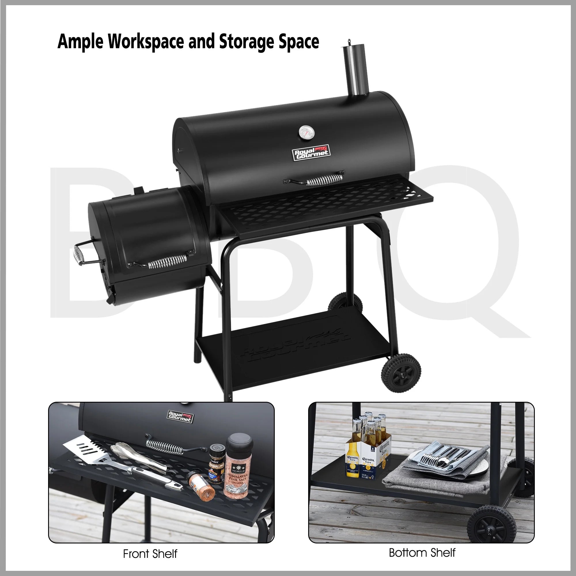2026 Barbacoa de carbón Royal Gourmet CC1830F 30" con ahumador lateral