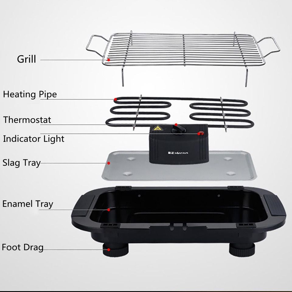 2000W electric grill with 2 height settings
