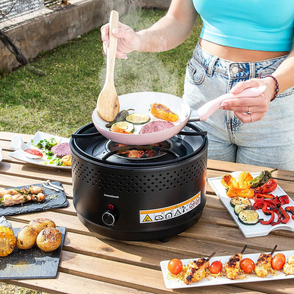 Barbacoa De Carbón Sin Humo Portátil Innovagoods Hierro Ø28,5 X 18 Cm, Ø28,5 X 18 Cm Negro