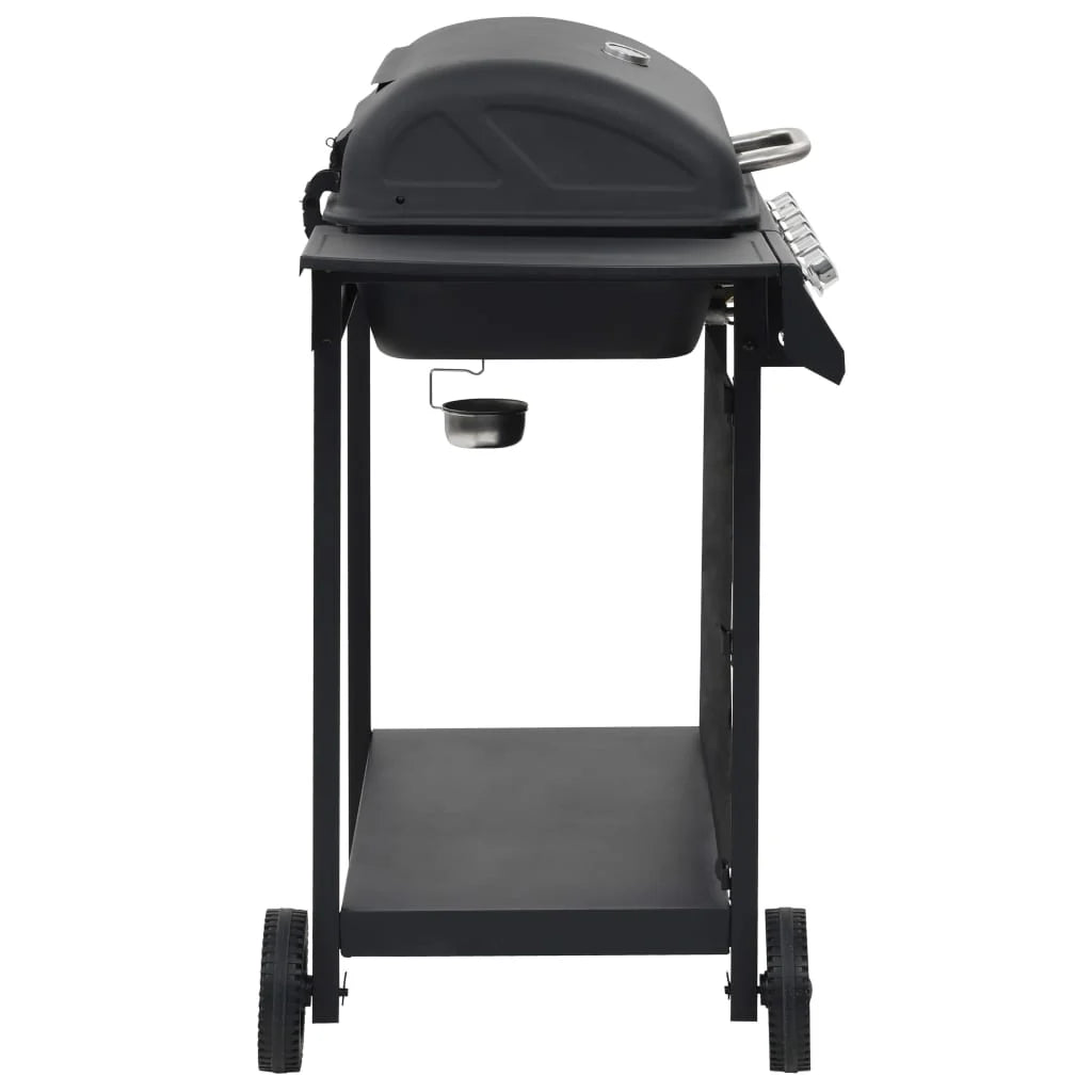 Portable gas grill with 6 burners, black steel V3794