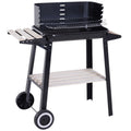 Outsunny grill węglowy z kółkami i półką 83x37x87 cm, czarny