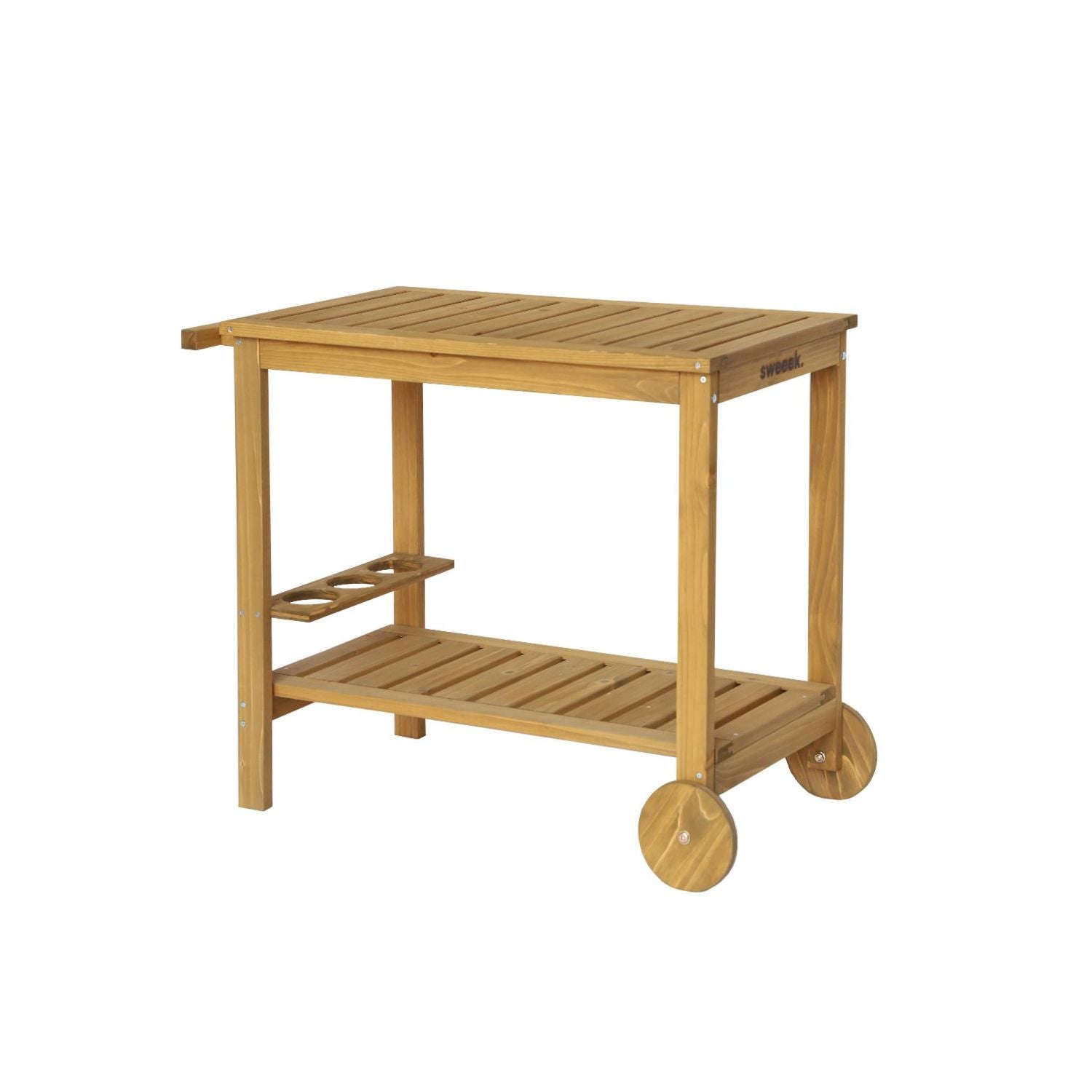 Wooden barbecue cabinet with wheels, wood