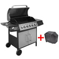 Vidaxl Grill gazowy 6+1 palników, czarno-srebrny