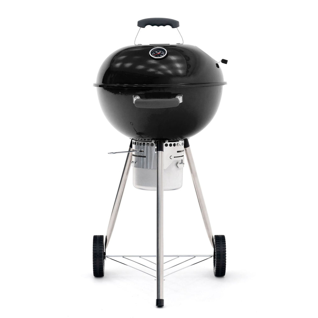Barbacoa De Carbón Portátil Con Ruedas Kekai Yellowstone 58x47x100 Cm Redonda Con Tapa Y Encendedor Esmaltado En Negro