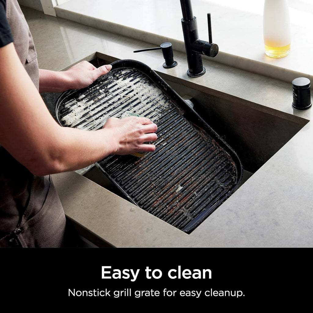 Ninja Woodfire Pro XL 2025, grill i wędzarnia zewnętrzna, termometr, grill Master 4 w 1, wędzarnia BBQ, frytkownica powietrzna na zewnątrz, piekarnik, przenośny, grill elektryczny, ciemnoszary, model OG850