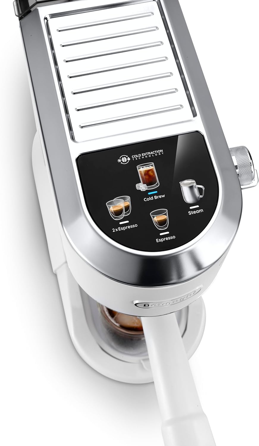 De'Longhi Dedica – Stainless Steel Pump Espresso Coffee Machine for Ground Coffee or Pods, Espresso and Cappuccino, 1.3 L Tank, Anti-Drip System, Model EC685.M, Metallic Colour