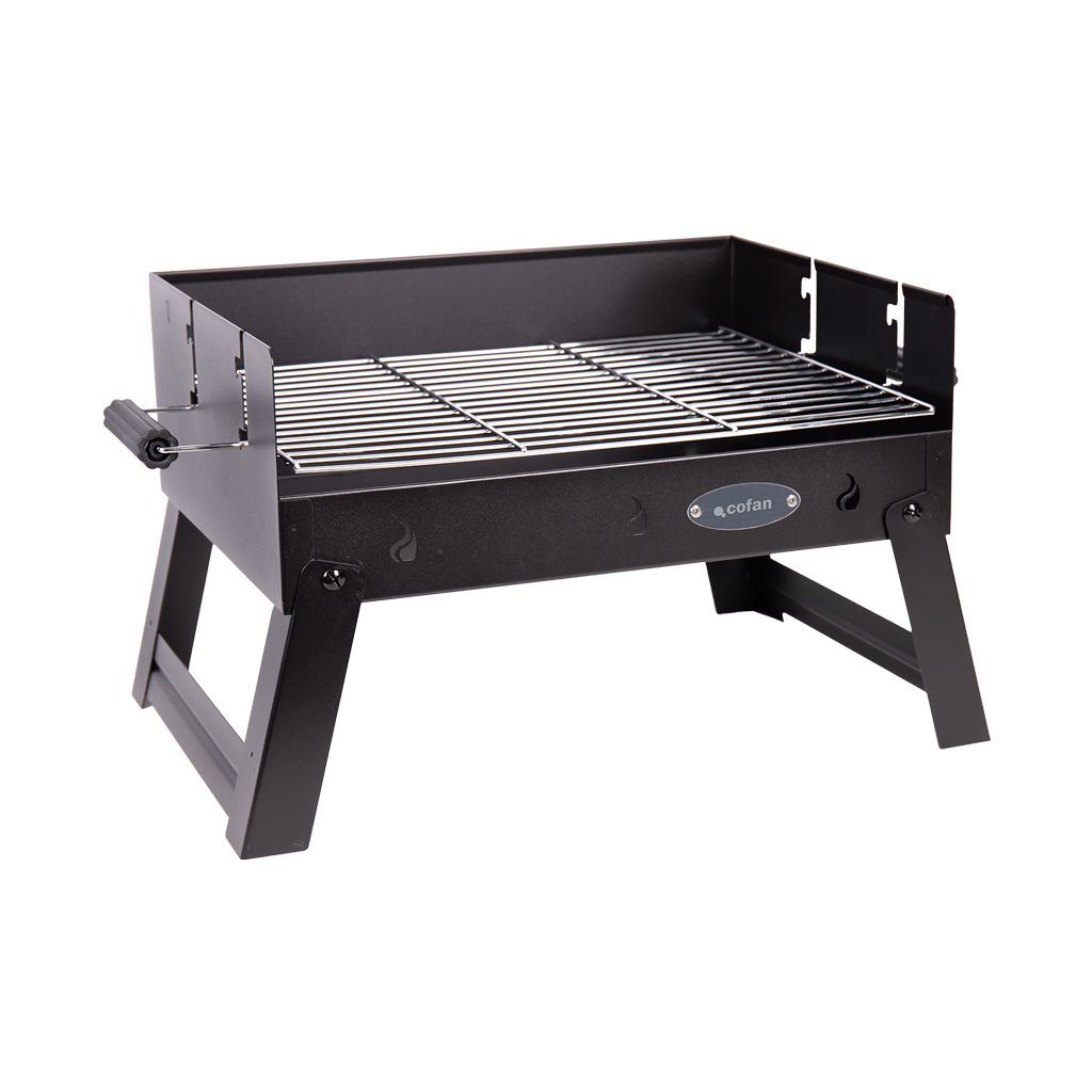 Portable Cofan Charcoal Barbecue | Chrome-plated Steel Barbecue | Foldable Barbecue | With Side Handles | Perfect for Camping, Garden, and Patio | Dimensions: 45.5 x 34.5 x 31.5 cm