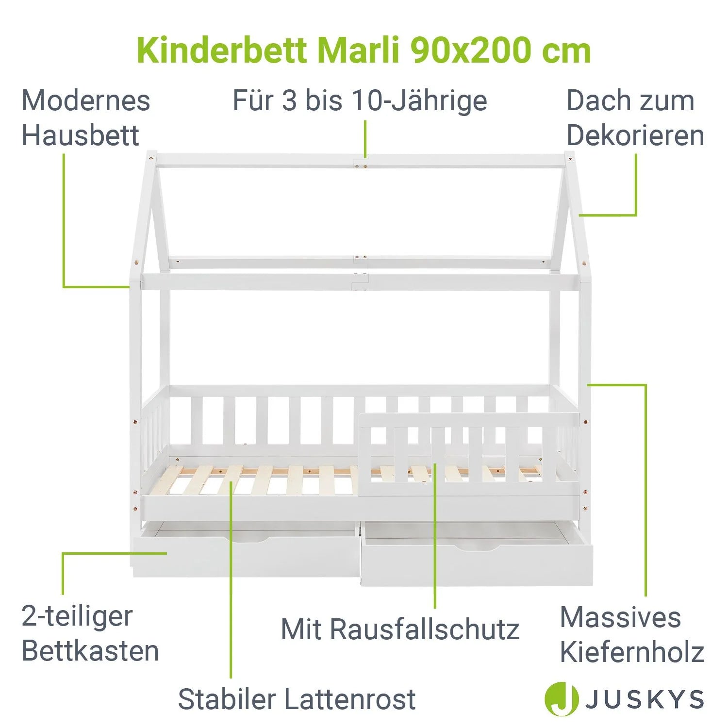 2026 Cama infantil Marli 90 x 200 cm con cajones de almacenamiento