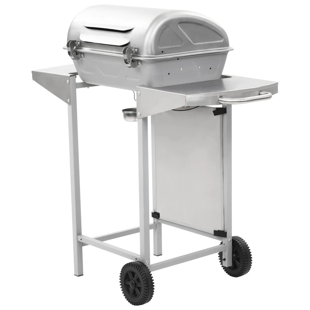 VidaXL Przenośny grill gazowy z 2 strefami, stal nierdzewna, srebrny