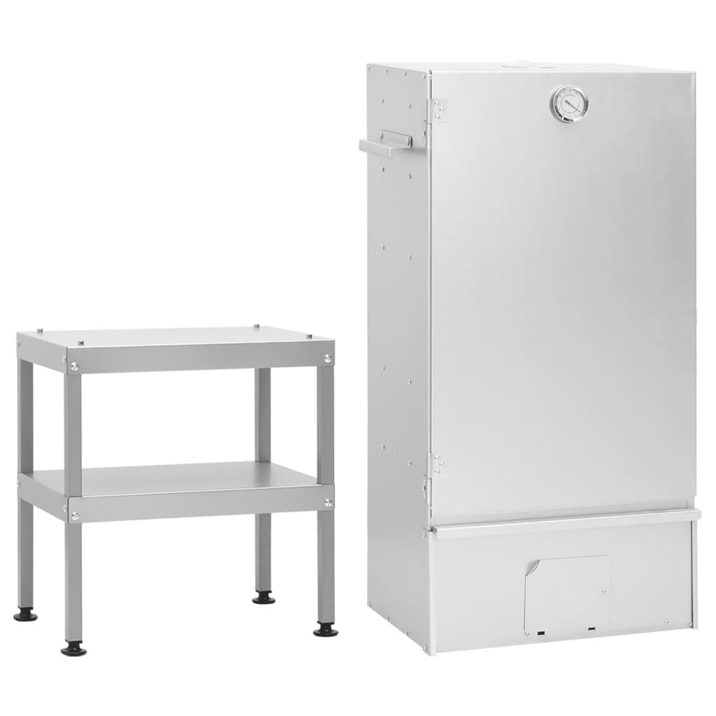 VidaXL Galvanized Steel BBQ Smoker with Table