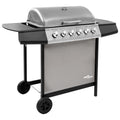 VidaXL Grill gazowy 6-palnikowy, czarno-srebrny