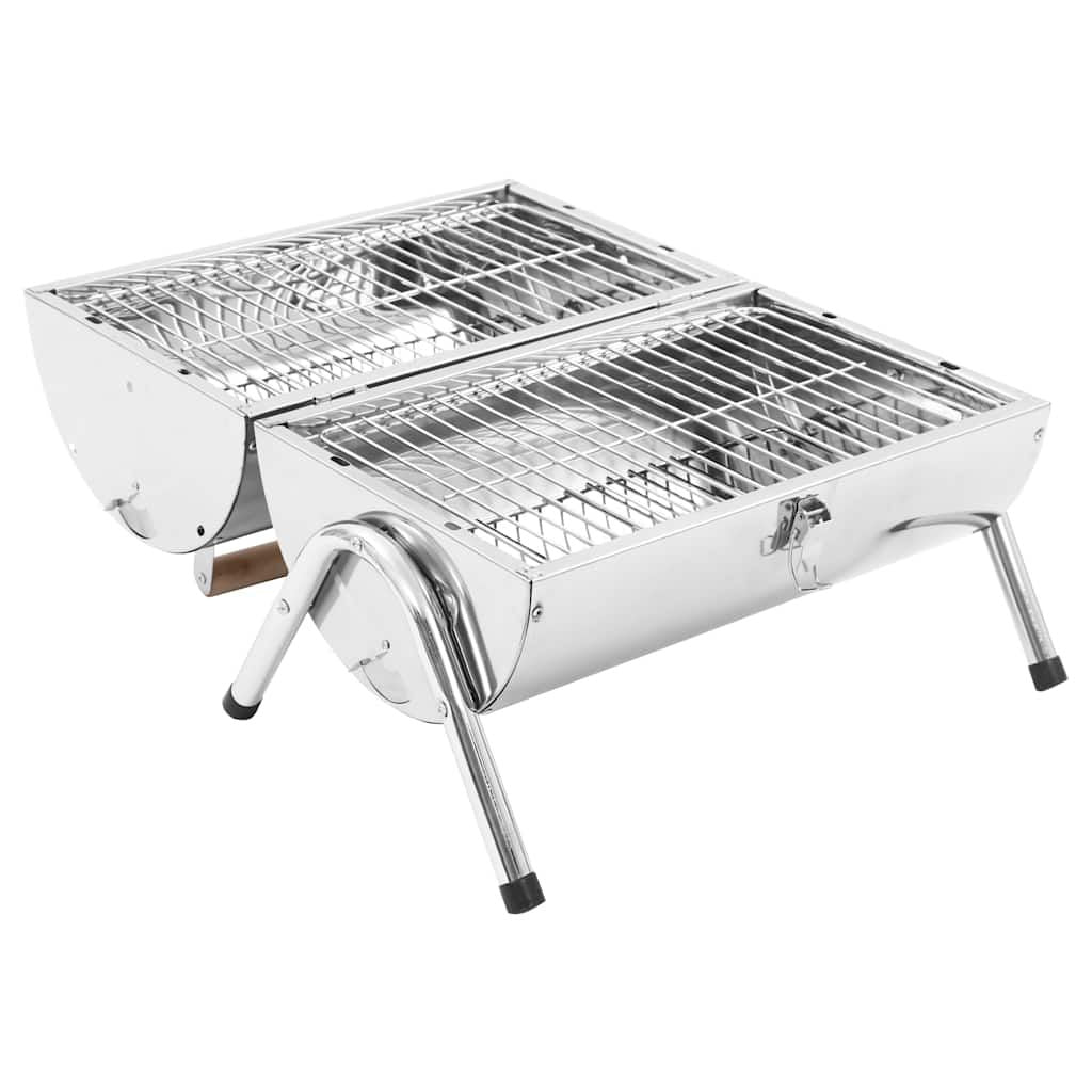 vidaxl podwójny grill węglowy stołowy ze stali nierdzewnej