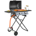 Grill gazowy Outsunny ABS ze stali nierdzewnej - 101 x 50 x 102 cm. Czarny