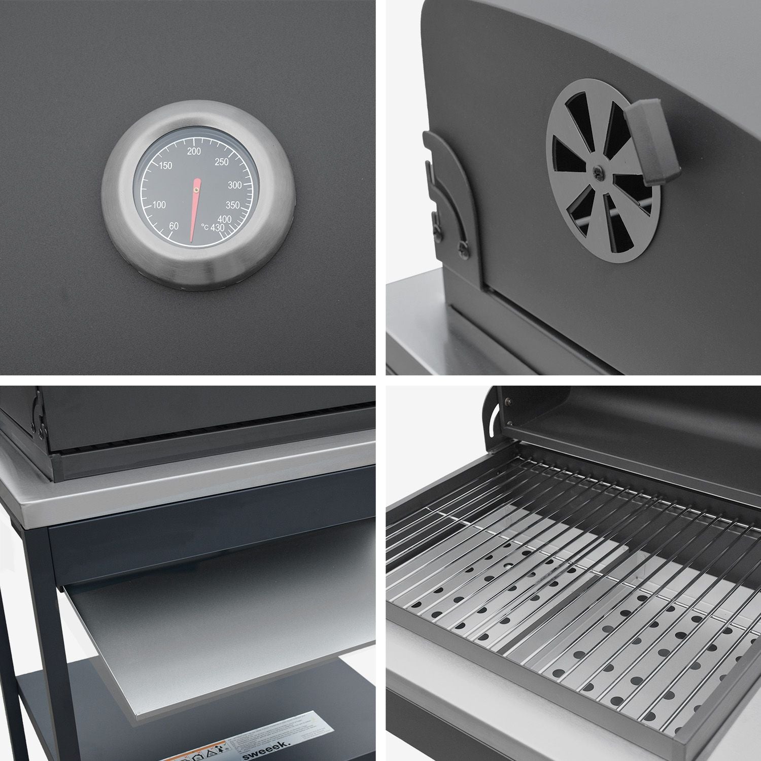 Stainless steel charcoal grill, chrome-plated grid 2
