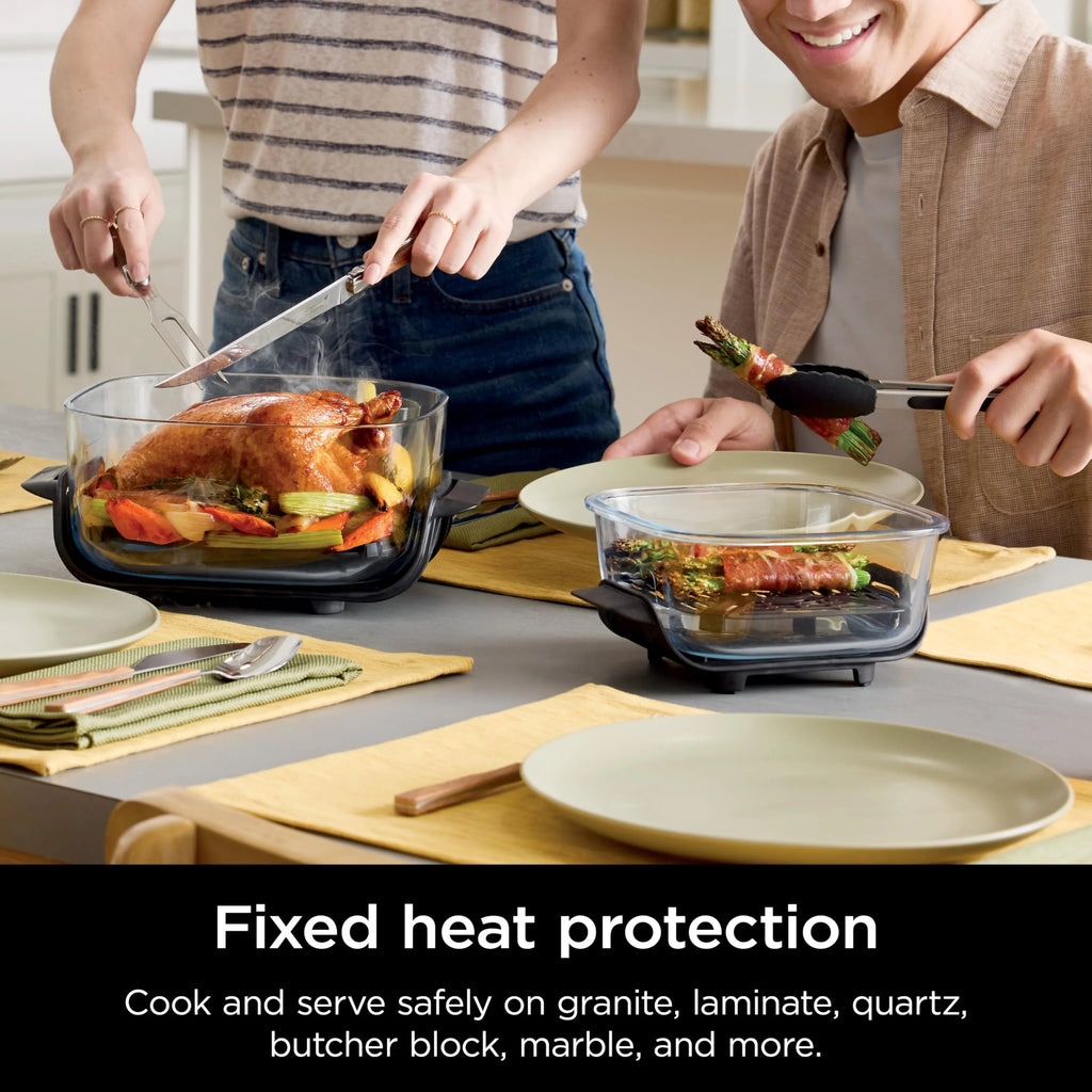 2026 Ninja Crispi Freidora de Aire Caliente, Compatible con Microondas, Congelador y Lavavajillas, Sistema de Cocina Portátil en Vidrio No Tóxico, Recipiente de Vidrio de 1,5 L con 6 Tazas y Tapas