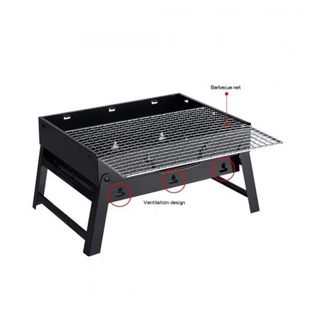 Barbacoa De Carbón Portátil Plegable Para Bbq Con Parrilla 43x29x20cm