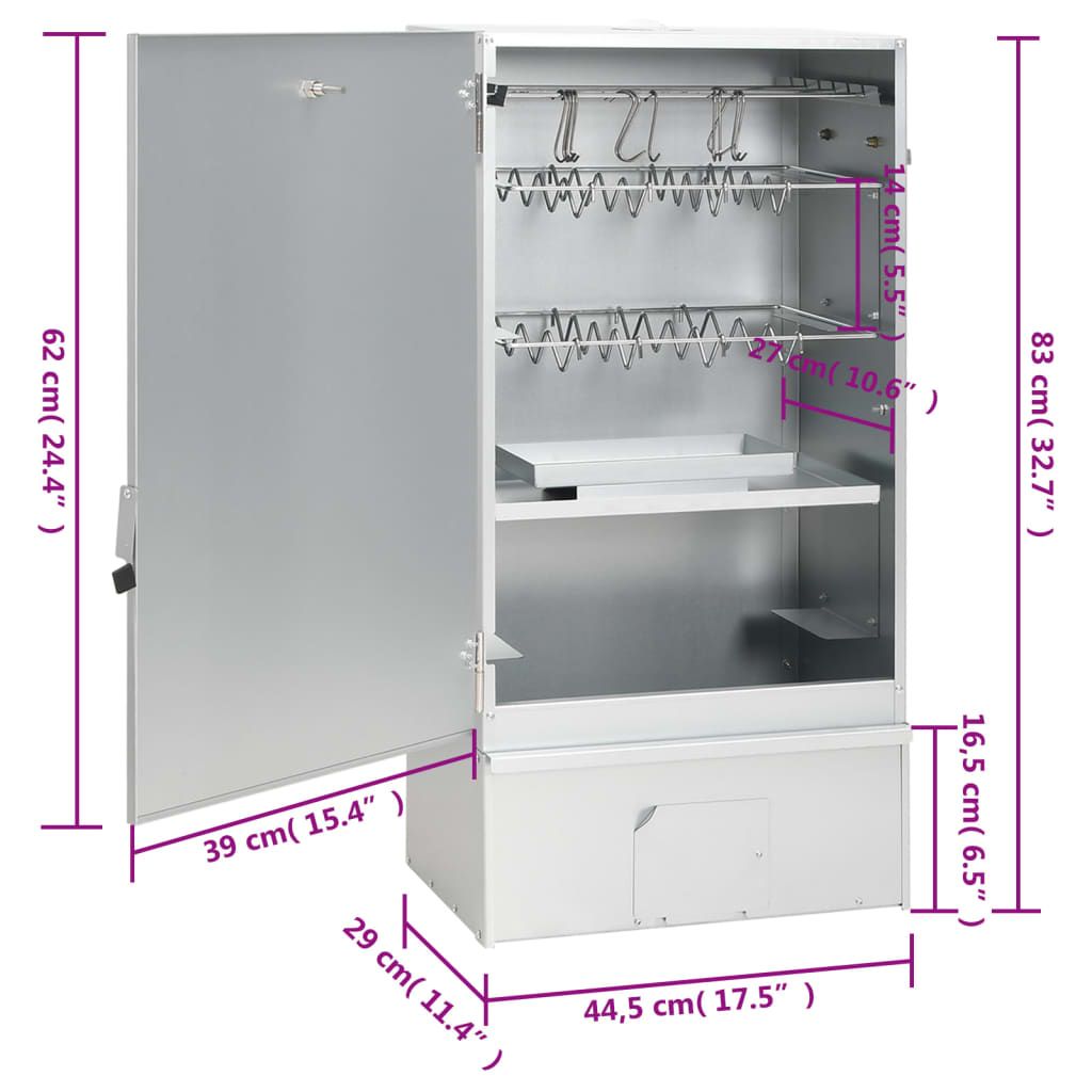 VidaXL Galvanized Steel BBQ Smoker with Table