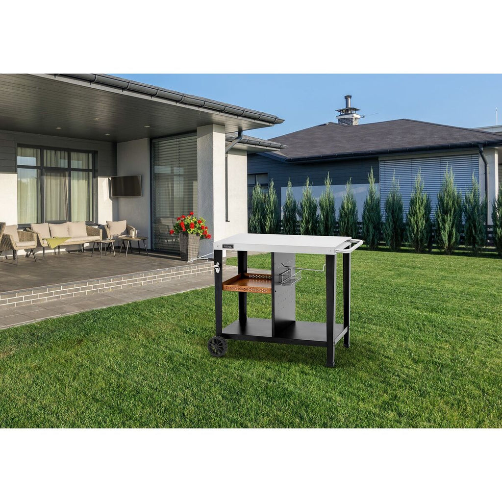 Carro De Servicio Para Barbacoa "gelia" 117 X 59 Cm - Acero Inoxidable - Negro