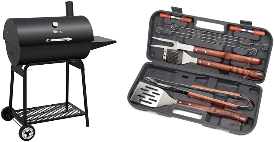 2026 Parrilla de carbón Royal Gourmet CC1830 de 30 pulgadas con mesa lateral, barbacoa exterior con 627 pulgadas cuadradas de espacio de cocción para jardín, terraza y fiestas, color negro