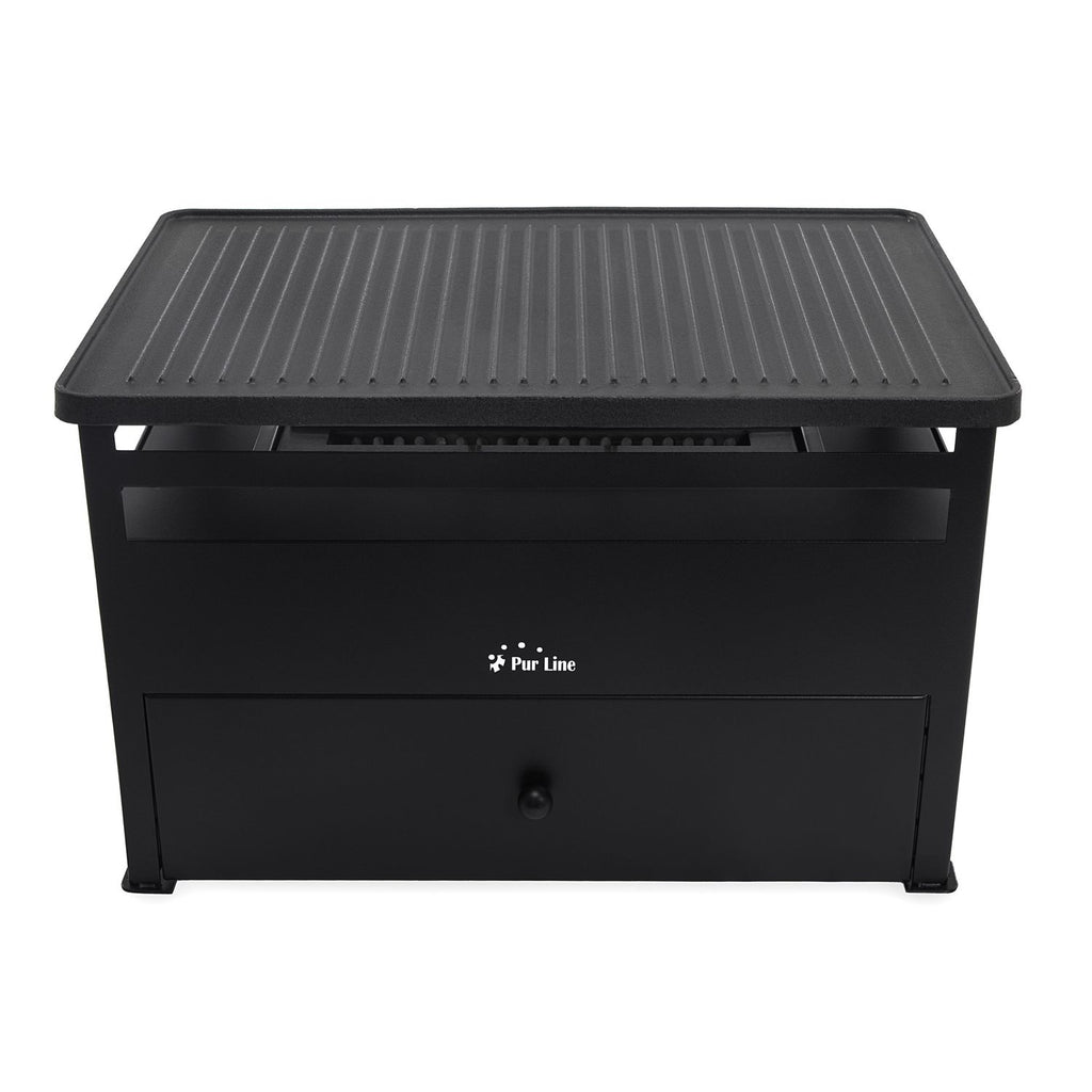 1.5L Ethanol Grill, Red Steel, and Rectangular Cast Iron Griddle