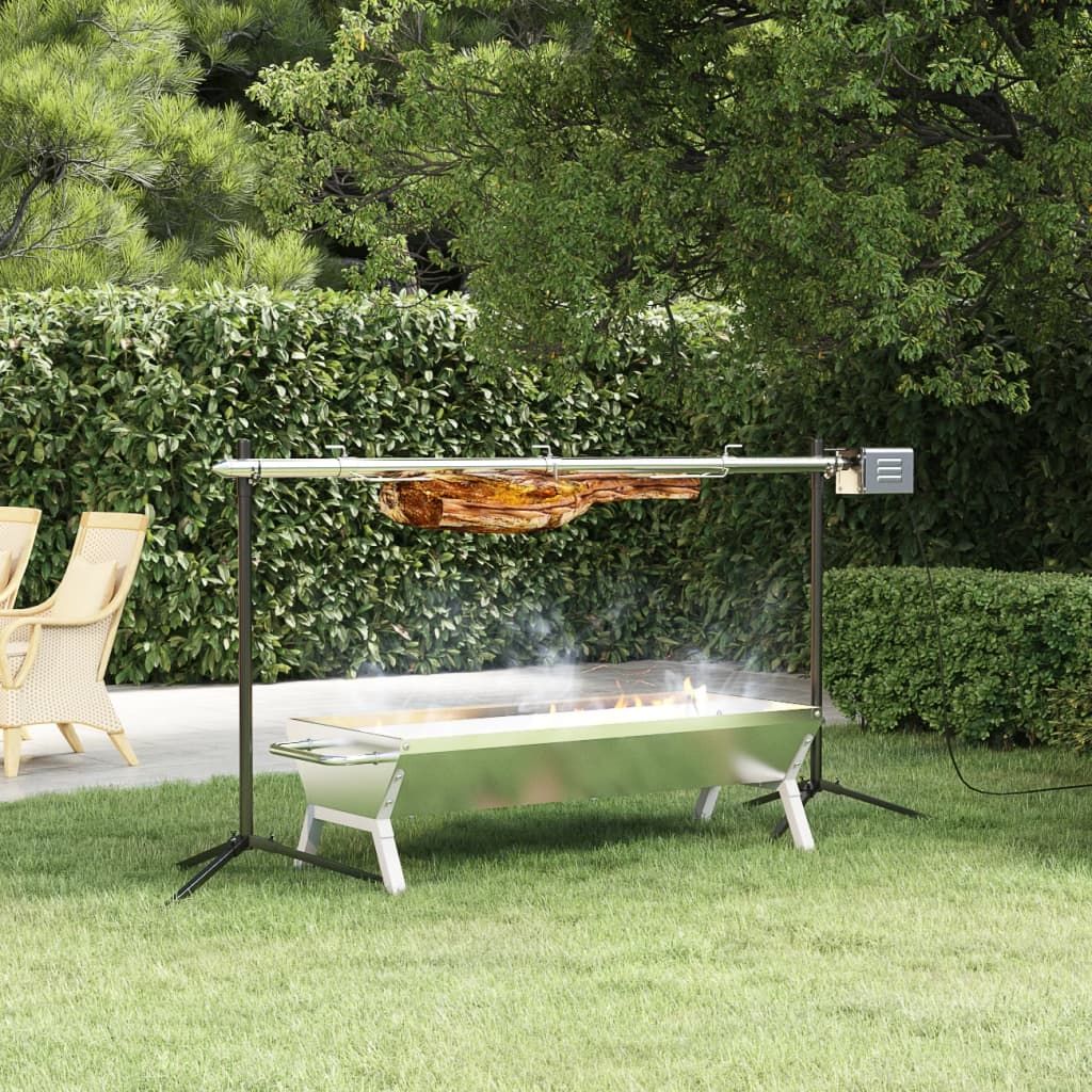 Bandeja Para Barbacoa Acero Inoxidable Plateado 118x42x30,5 Cm Vidaxl