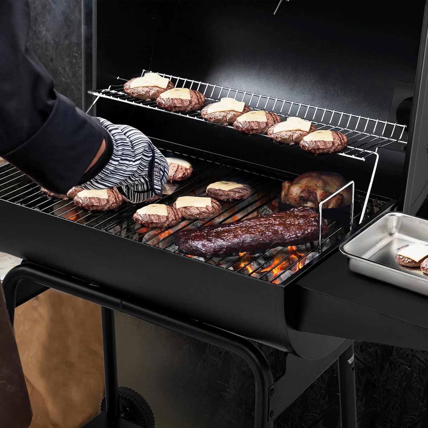 2026 Parrilla de carbón Royal Gourmet CC1830 de 30 pulgadas con mesa lateral, barbacoa exterior con 627 pulgadas cuadradas de espacio de cocción para jardín, terraza y fiestas, color negro