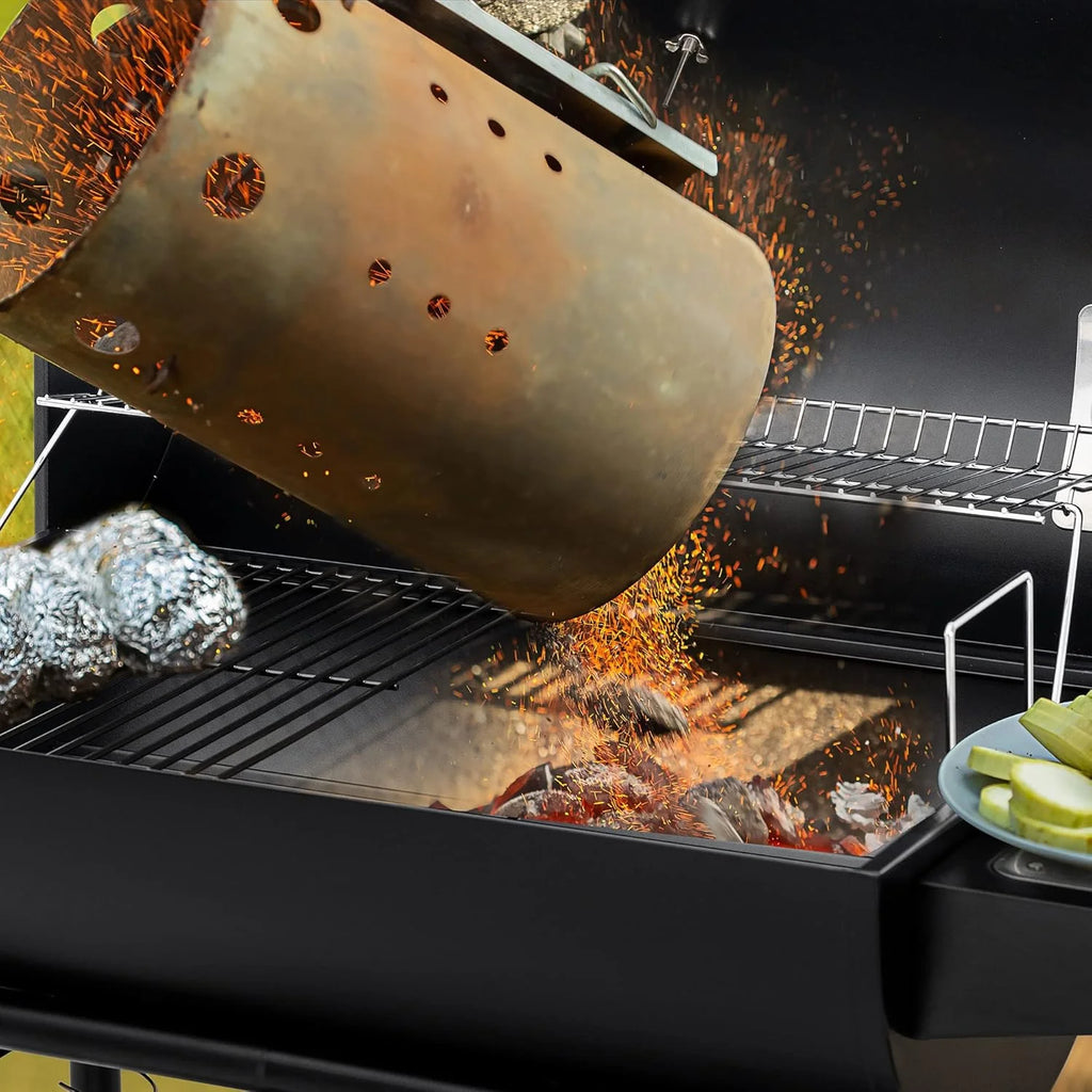 2026 Parrilla de carbón Royal Gourmet CC1830 de 30 pulgadas con mesa lateral, barbacoa exterior con 627 pulgadas cuadradas de espacio de cocción para jardín, terraza y fiestas, color negro