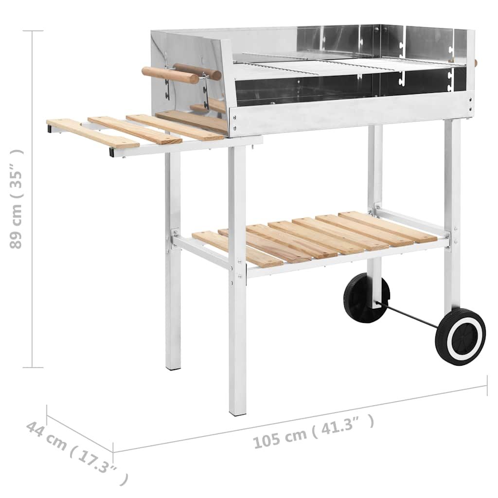 Grill węglowy XXL przenośny ze stali nierdzewnej z 2 półkami vidaxl