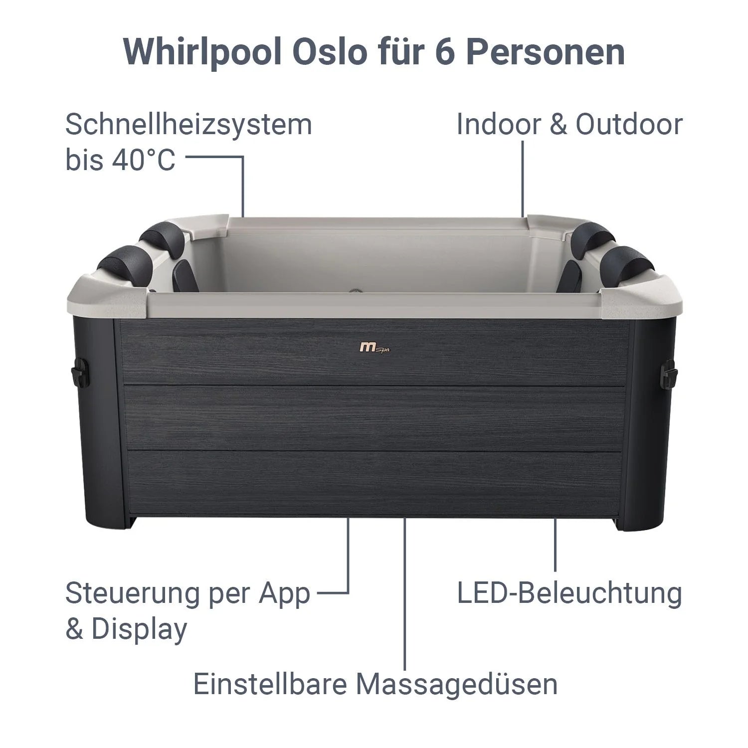 2026 Spa Whirlpool Oslo con iluminación LED