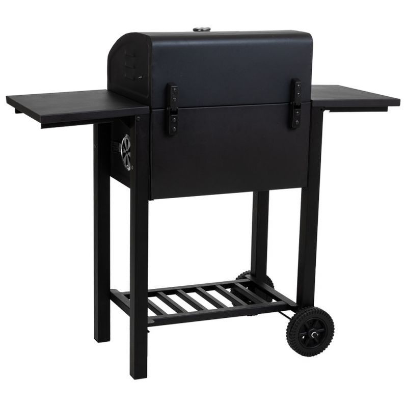 Black metal car with barbecue