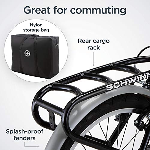 Bicicleta plegable Schwinn Loop para adultos, ruedas de 20 pulgadas, transmisión de 7 velocidades