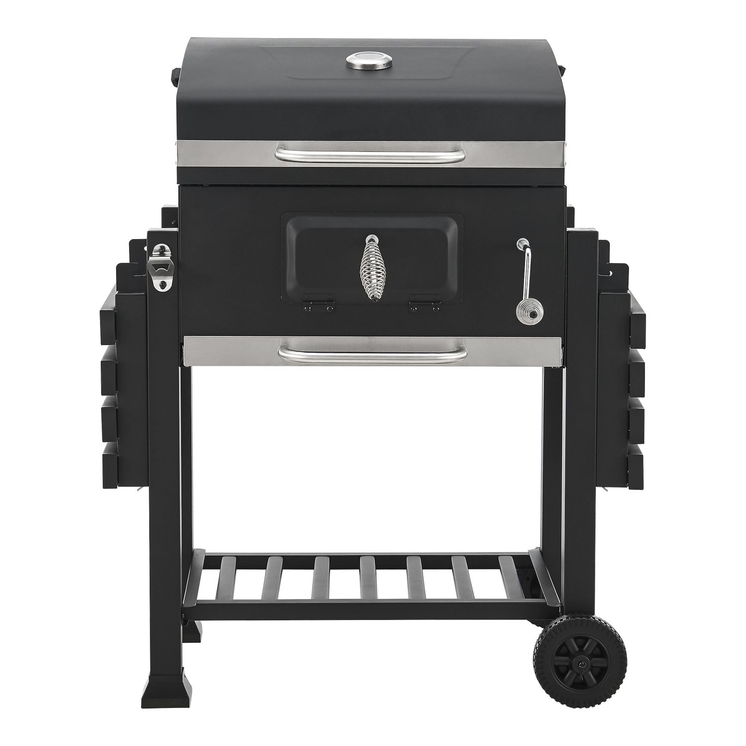 Grill węglowy Arnad z 2 stalowymi półkami 105x135x48cm - czarny [casa.pro]