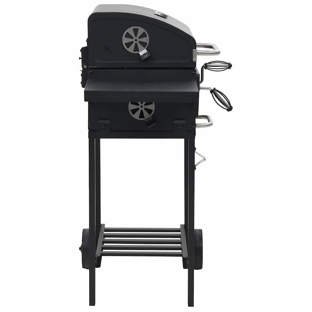 Czarny grill węglowy z dolną półką vidaXL