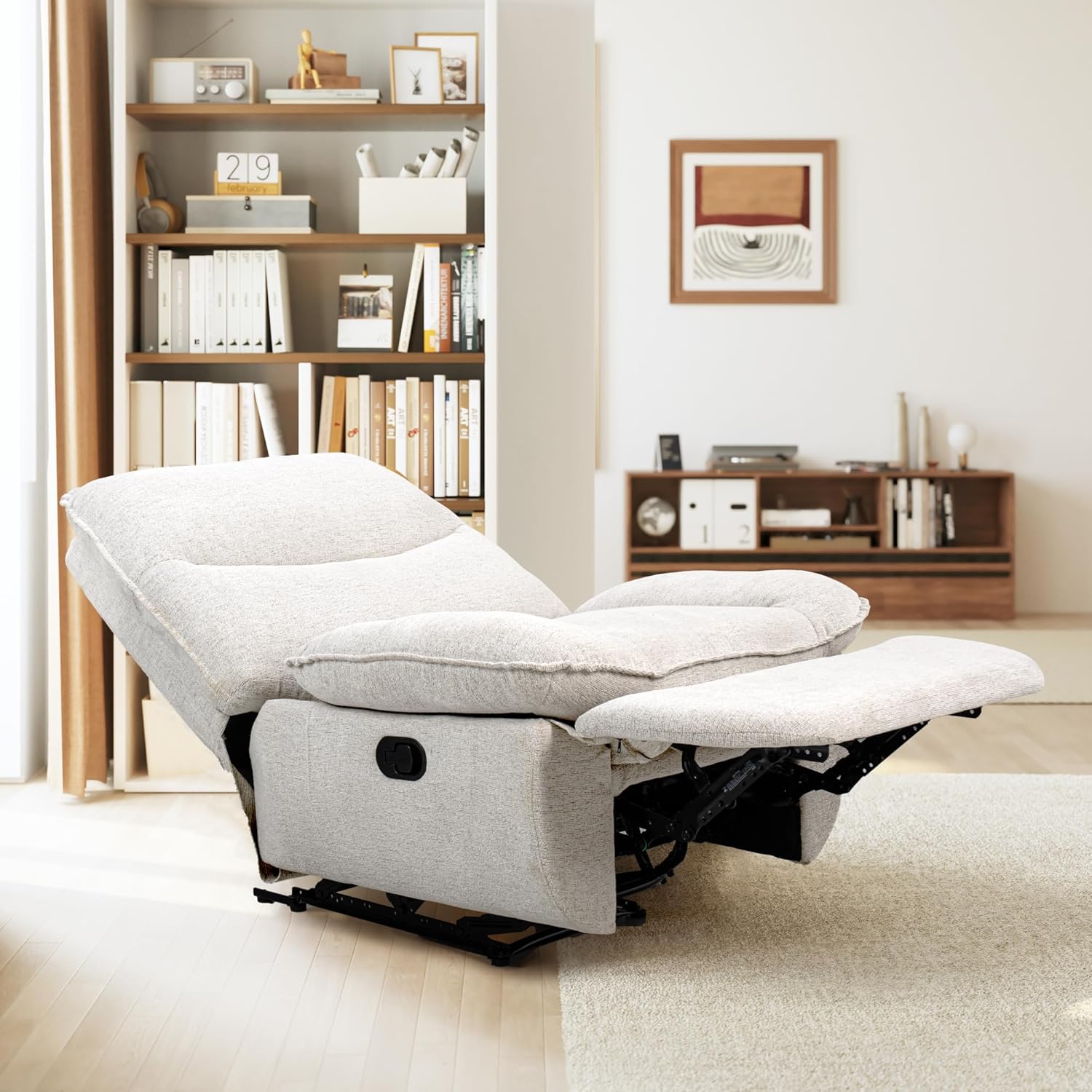 FLEXISPOT XC6 Sillón Relax, Sófa Giratorio con Función Balancín, Sillon TV con Respaldo Ajustable, Silla Reclinable para Dormitorio, Salón y Cine en Casa (Beige)
