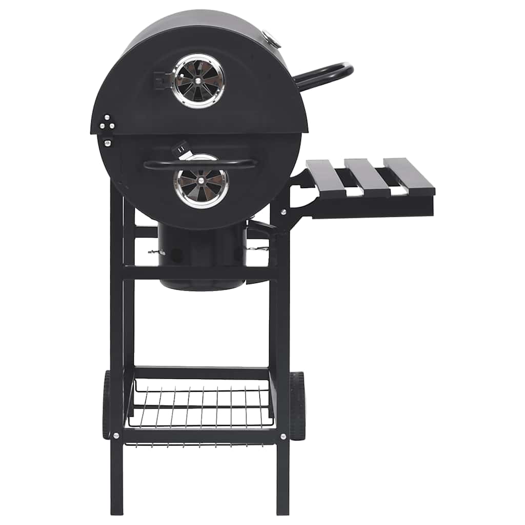 2026 Barbacoa con ruedas y estantes, negra, acero, 115 x 85 x 95 cm, barbacoa exterior