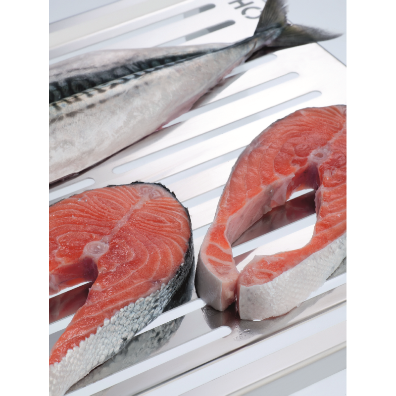Stainless steel grill, designed for grilling fish and vegetables
