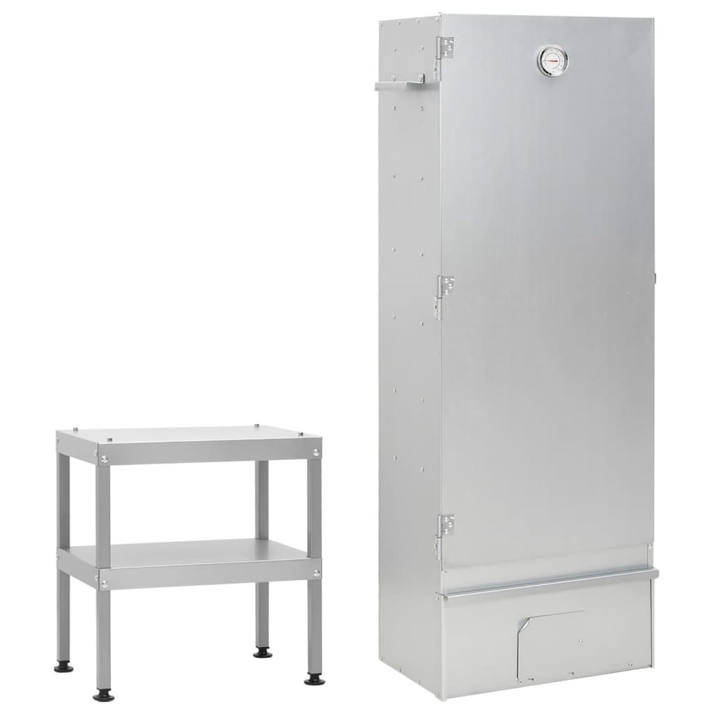 VidaXL Galvanized Steel BBQ Smoker with Table