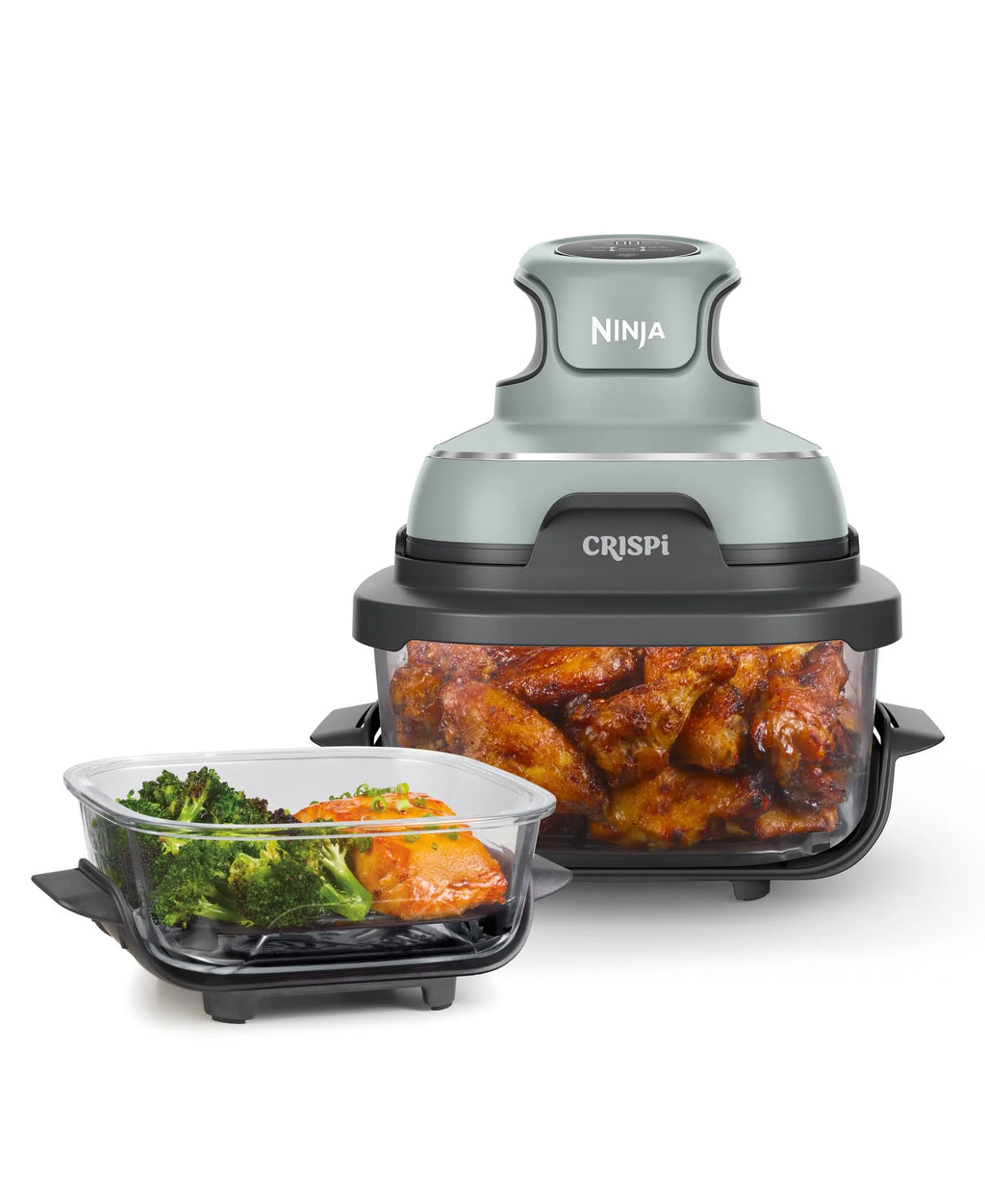 2026 Ninja Crispi Freidora de Aire Caliente, Compatible con Microondas, Congelador y Lavavajillas, Sistema de Cocina Portátil en Vidrio No Tóxico, Recipiente de Vidrio de 1,5 L con 6 Tazas y Tapas