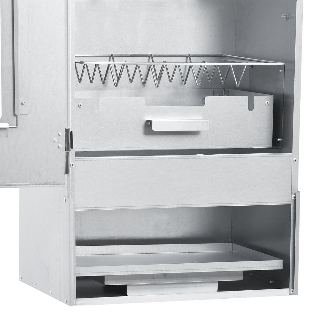 vidaXL Galvanised Steel Smoker BBQ with Table