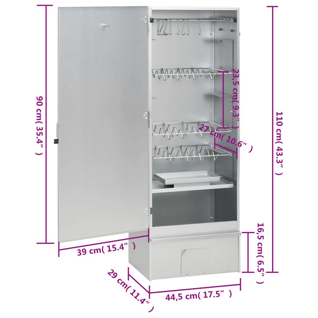 VidaXL Galvanized Steel BBQ Smoker with Table