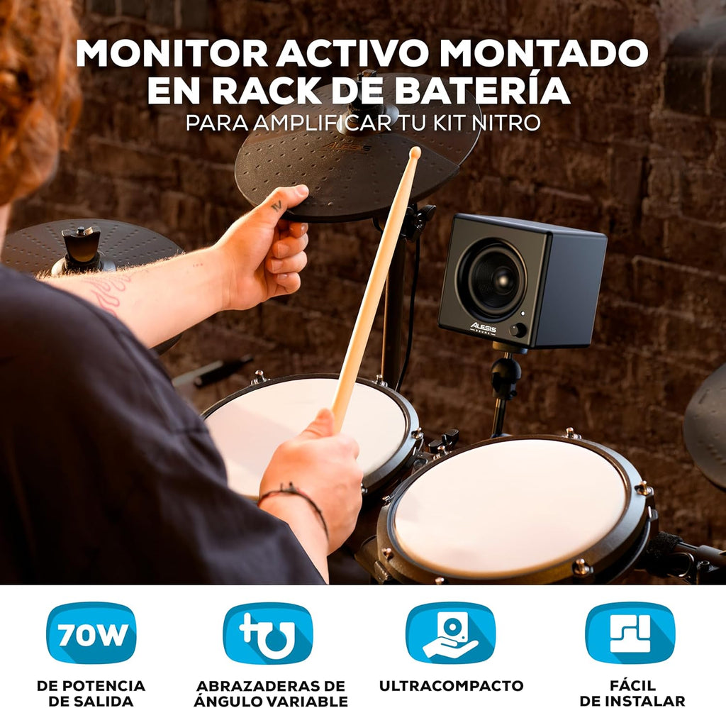 Alesis Nitro Max Kit Batería Electrónica con Parches Silenciosos de Malla, Caja de Doble Zona de 10", Bluetooth, 440+ Sonidos Auténticos, Lecciones Drumeo, USB MIDI, Pedal de Bombo