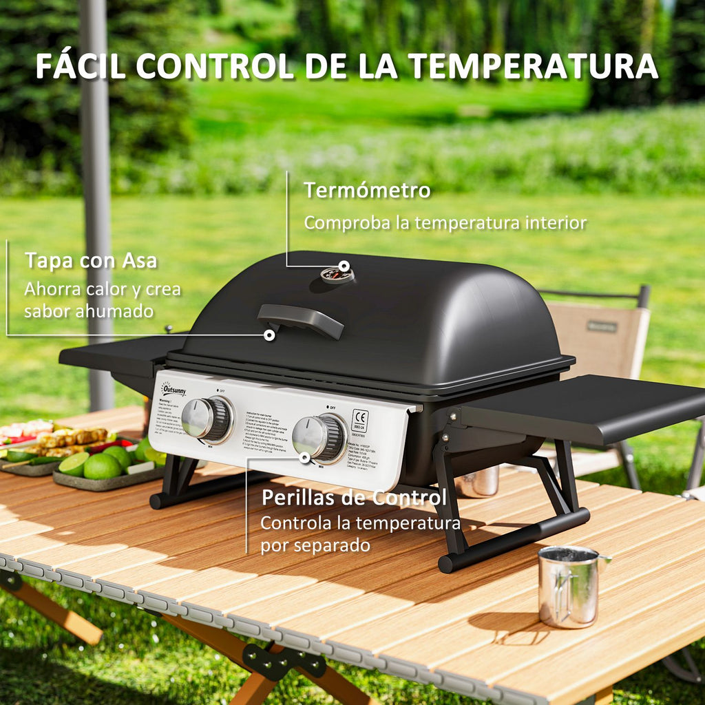 Outsunny gazowy grill ze stali nierdzewnej ABS - 101 x 48 x 41 cm. Czarny
