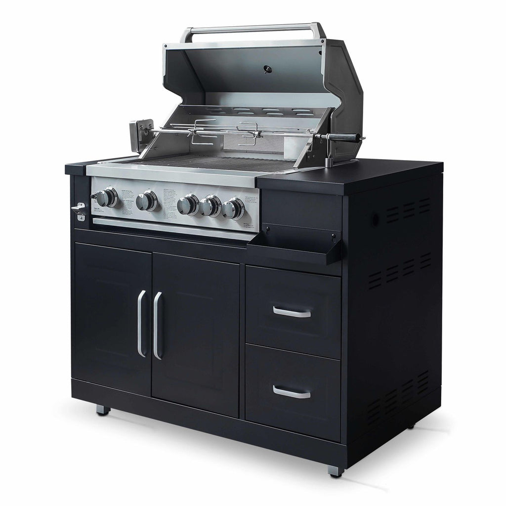 Mueble De Barbacoa A Gas Con 4 Quemadores Y Asador  Oviala