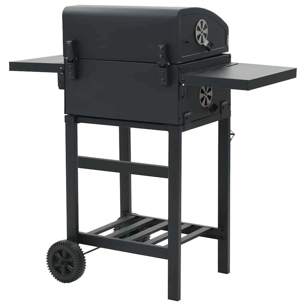 Czarny grill węglowy z dolną półką vidaXL