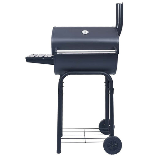 Czarny grill węglowy z wędzarnią i dolną półką vidaxl