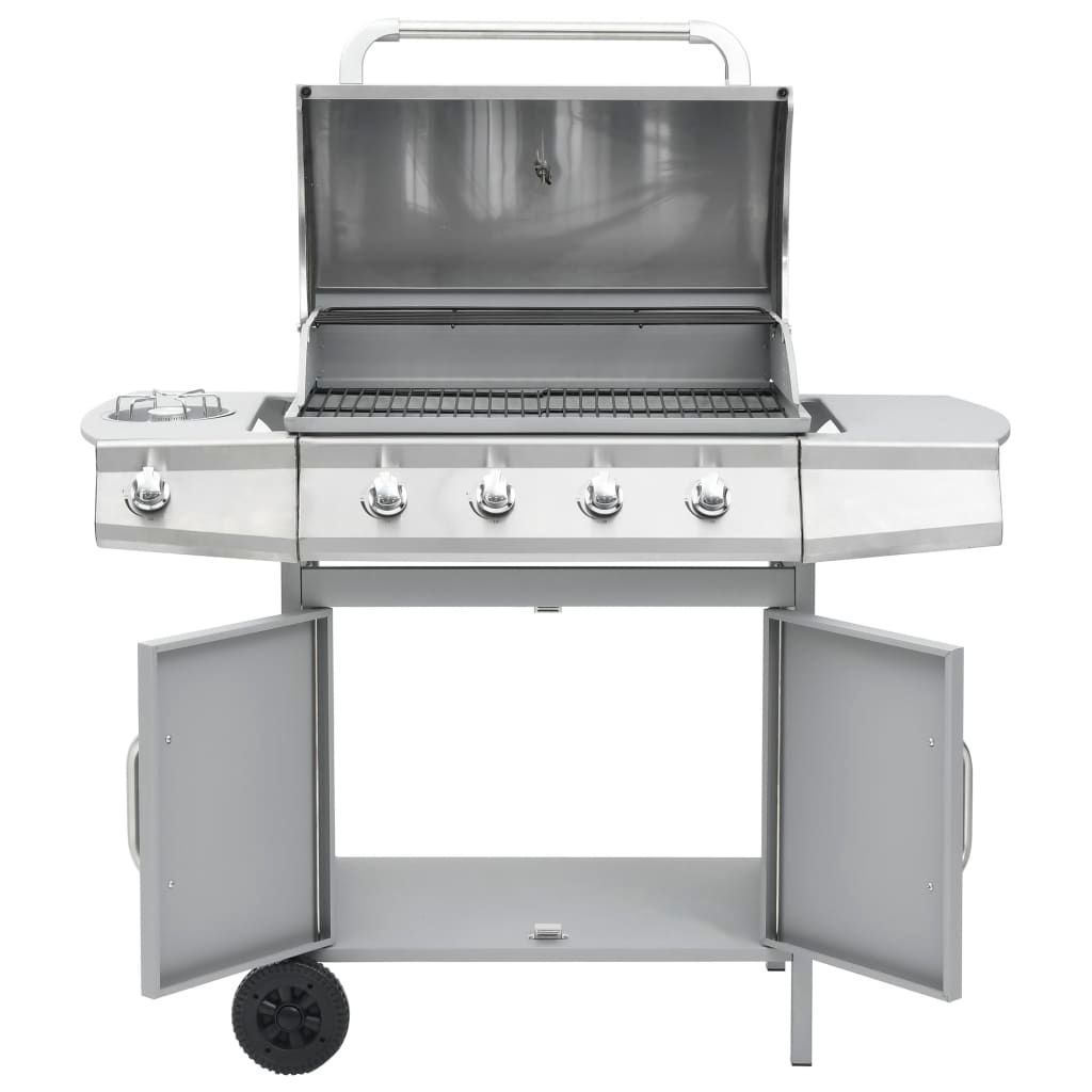Grill gazowy Vidaxl z 4+1 palnikami, srebrny