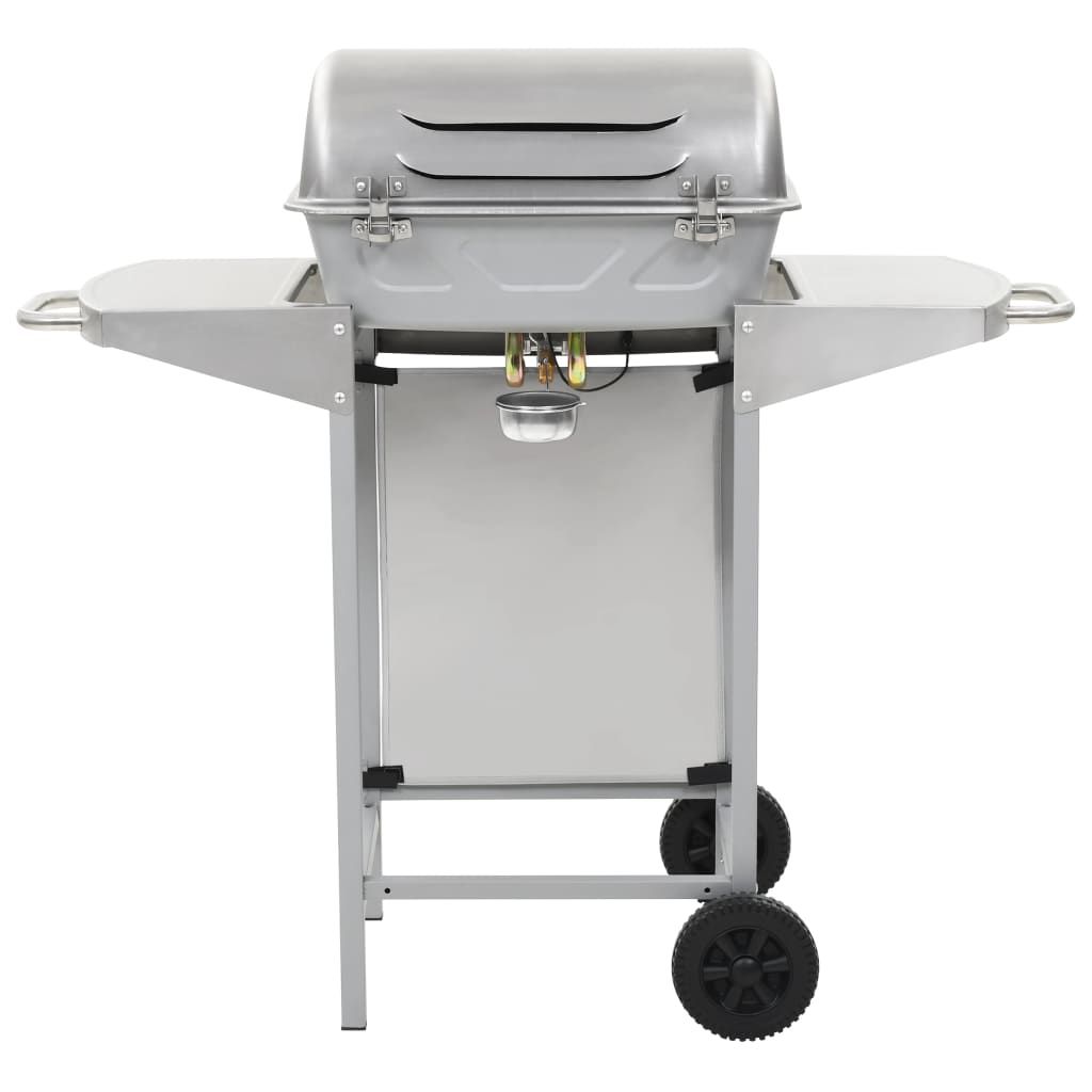 VidaXL Przenośny grill gazowy z 2 strefami, stal nierdzewna, srebrny