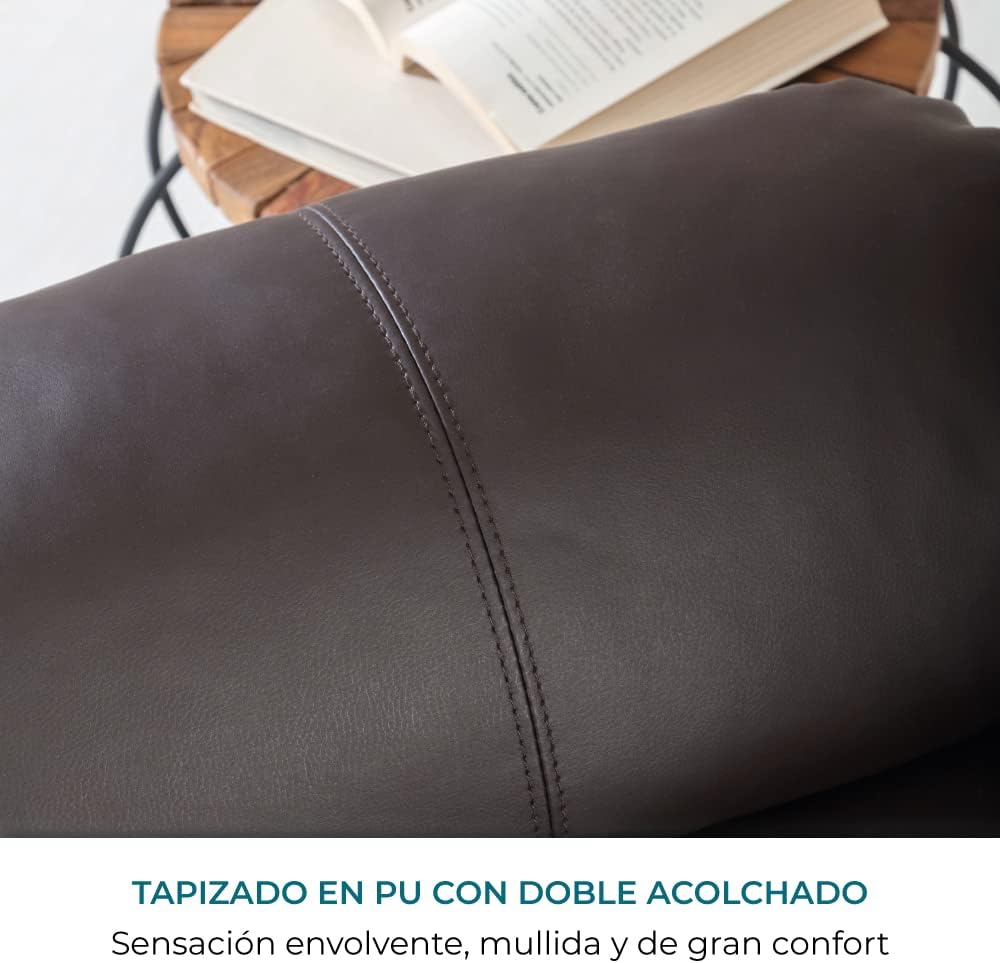 Don Descanso - Sillón Masaje Relax Calor Trevi Negro Reclinable 160º con 8 Motores Silenciosos, Calor Lumbar, Sist. Masaje 4 Zonas y Acabado en PU Anti-Cuarteo [Incluye Mando]. Ideal Gente Mayor