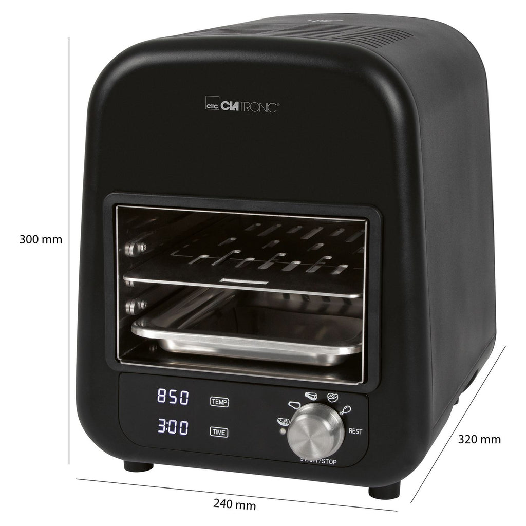 Grill elektryczny na podczerwień Clatronic EBG 3760, grill ceramiczny, 5 programów gotowania, 850°C, czarne wnętrze, 1600 W