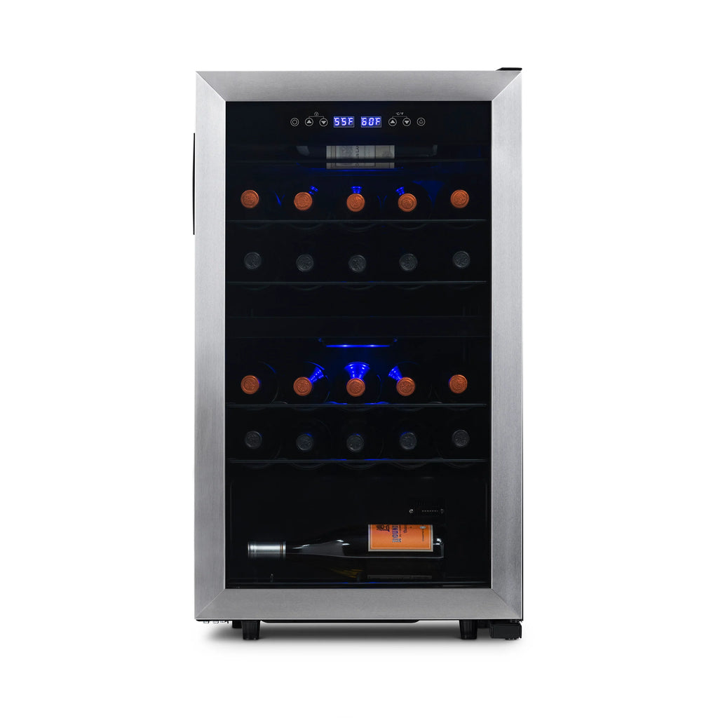 2026 Refrigerador de Vinos Independiente Newair® – 28 Botellas (48 cm), Doble Zona, Acero Inoxidable